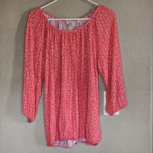 Michael Kors Red Patterned‎ Blouse